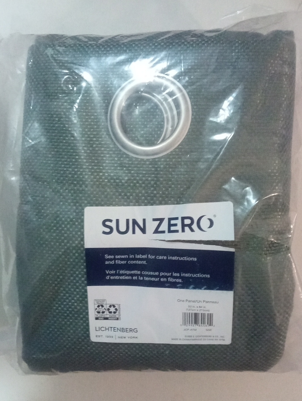 Atmosphere By Sun Zero Window Curtain Panel 84" Green Woven Curtain NWT $88